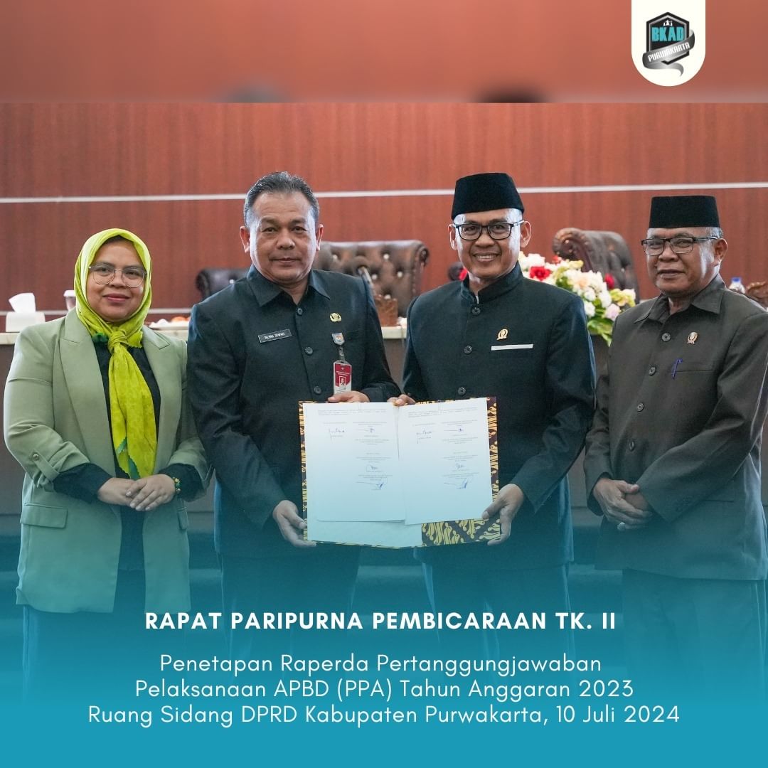 Rapat Paripurna Pembicaraan Tk. II Penetapan Raperda Pertanggungjawaban Pelaksanaan APBD (PPA) Tahun Anggaran 2023
