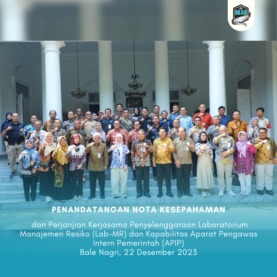 Penandatanganan Nota Kesepahaman dan Perjanjian Kerjasama Penyelenggaraan Laboratorium Manajemen Resiko (Lab-MR) dan Kapabilitas Aparat Pengawas Intern Pemerintah (APIP)