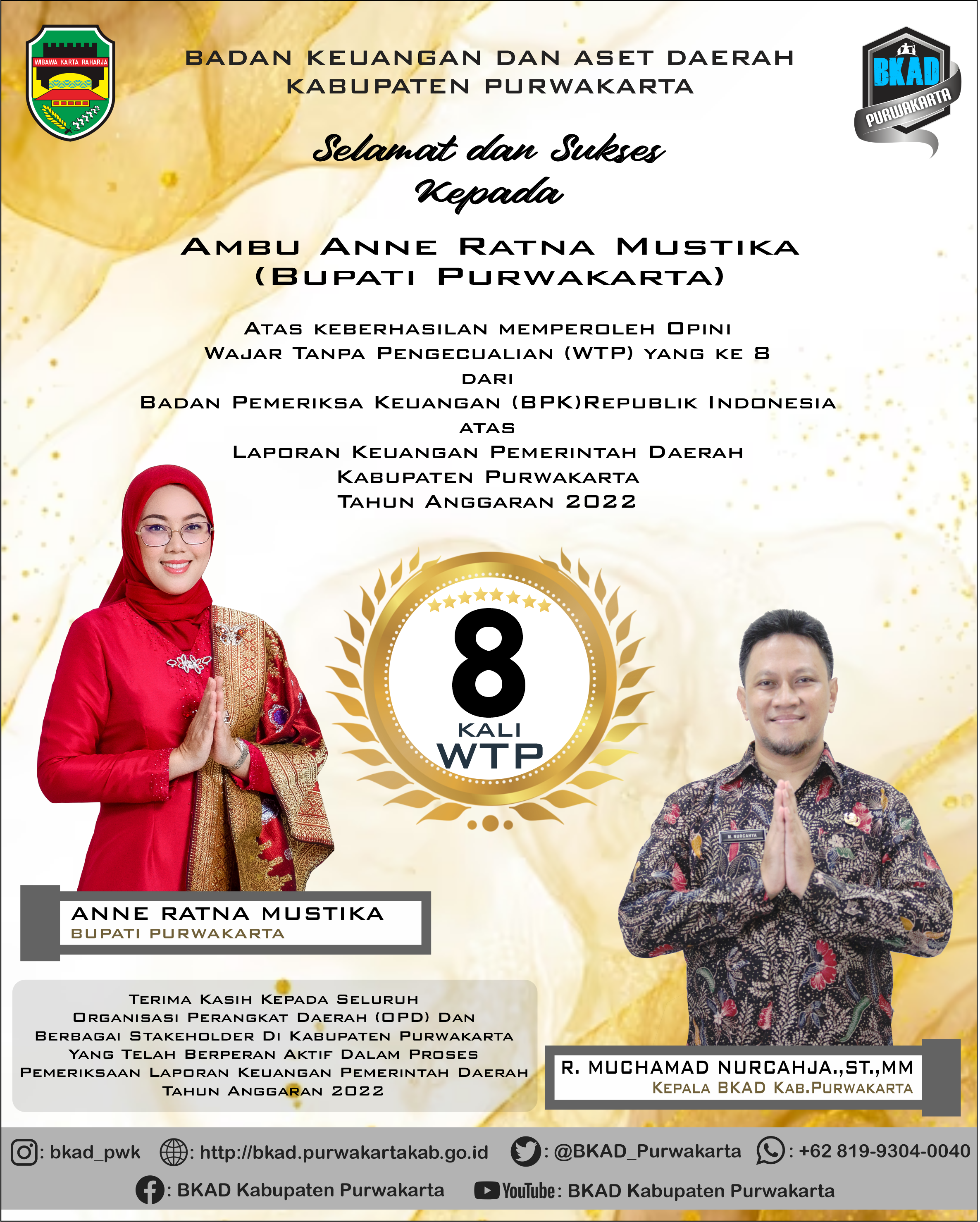 Pemkab. Purwakarta Raih WTP 8x